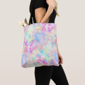 Waterverf van pasteelregenboogkleurige kleurstof tote bag (Dichtbij)