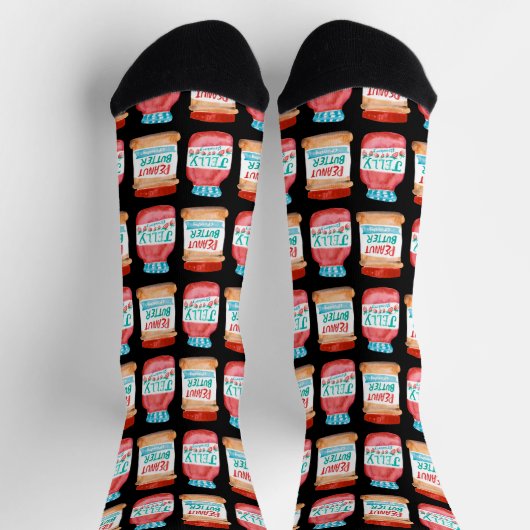 Waterverf van Peanut Butter en Jelly Jars Pattern Sokken (Top)