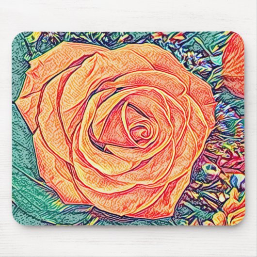 Waterverf van percolaat Roos en potloodkunst Muismat (Voorkant)
