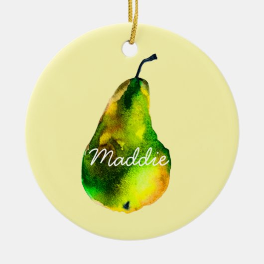 Waterverf van peren, groene vruchten keramisch ornament (Voorkant)