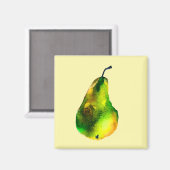 Waterverf van peren, groene vruchten magneet (Voorkant / Achterkant)