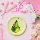 Waterverf van peren, groene vruchten papieren bordje (Feest)