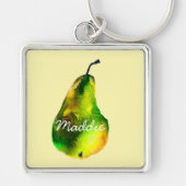 Waterverf van peren, groene vruchten sleutelhanger (Voorkant)