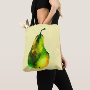 Waterverf van peren, groene vruchten tote bag