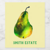 Waterverf van peren, groene vruchten wijn etiket (Enkel label)