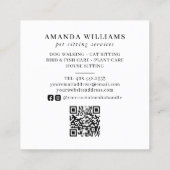 Waterverf van Pet Sitting Services Vierkante Visitekaartje (Achterkant)