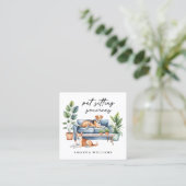 Waterverf van Pet Sitting Services Vierkante Visitekaartje (Staand voorkant)