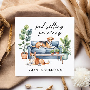 Waterverf van Pet Sitting Services Vierkante Visitekaartje