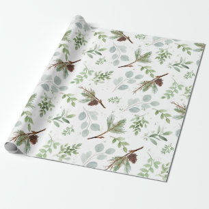 Waterverf van pijn en eucalyptus cadeaupapier