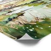 Waterverf van plattelandsrivieren poster (Hoek)