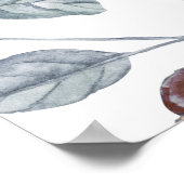 Waterverf van plum and Burgundy Flowers Wedding Si Poster (Hoek)