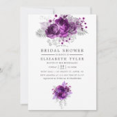 Waterverf van plum en Navy Floral Vrijgezellenfees Kaart (Voorkant)