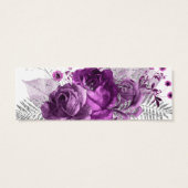 Waterverf van Plum en Silver Floral Wedding RSVP Mini Visitekaartjes (Achterkant)