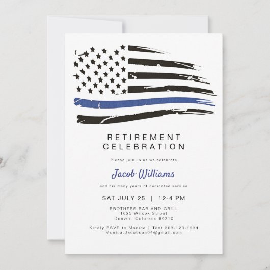 Waterverf van politie met blauwe lijn vlagvervroeg kaart (Voorkant)