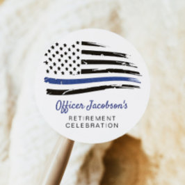 Waterverf van politie met blauwe lijn vlagvervroeg ronde sticker