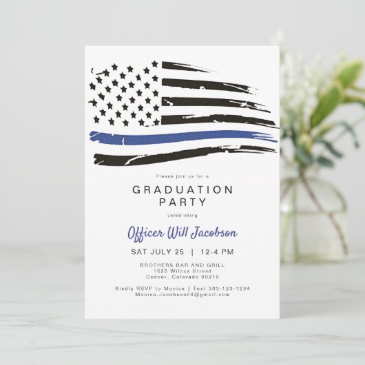 Waterverf van politie met dun blauw lijnvlag Afstu Kaart (Staand voorkant)