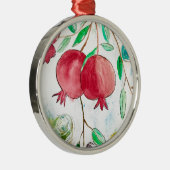 Waterverf van Pomegranaat, dessert Vintage Metalen Ornament (Rechts)