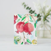 Waterverf van Pomegranaat rood en groen Briefkaart (Staand voorkant)