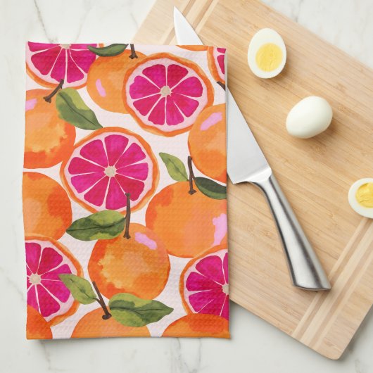 Waterverf van pompelmoezen theedoek (Quarter Fold)