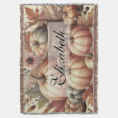 waterverf van pompoenen en herfstbladeren deken (Voorkant Verticaal)
