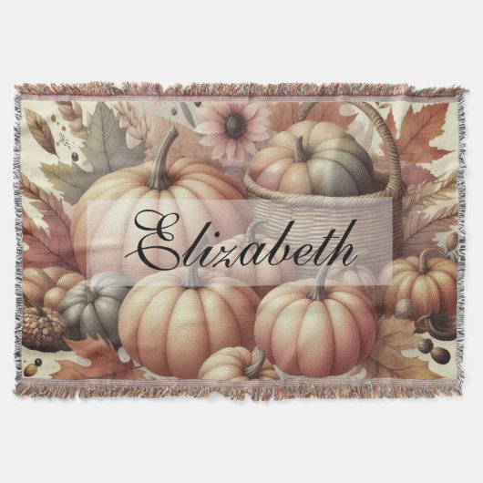 waterverf van pompoenen en herfstbladeren deken (Voorkant)