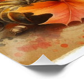  waterverf van pompoenen en herfstbladeren perfect poster (Hoek)