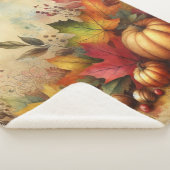  waterverf van pompoenen en herfstbladeren sherpa deken (3/4)