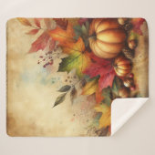  waterverf van pompoenen en herfstbladeren sherpa deken (Voorkant (horizontaal))