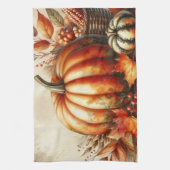  waterverf van pompoenen en herfstbladeren theedoek (Verticaal)