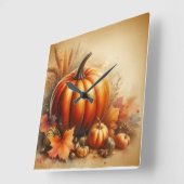 waterverf van pompoenen en herfstbladeren vierkante klok (Hoek)