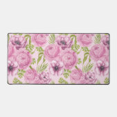 Waterverf van pony en anemonbloemen bureaumat (Voorkant)