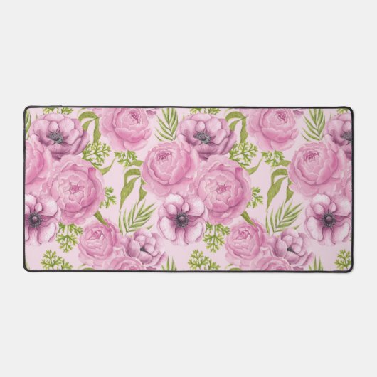 Waterverf van pony en anemonbloemen bureaumat (Voorkant)