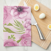 Waterverf van pony en anemonbloemen theedoek (Quarter Fold)