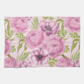 Waterverf van pony en anemonbloemen theedoek (Horizontaal)