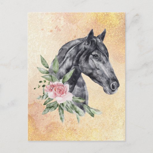 Waterverf van portret van schitterend paard briefkaart (Voorkant)