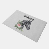 Waterverf van portret van schitterend paard deurmat (Schuin)