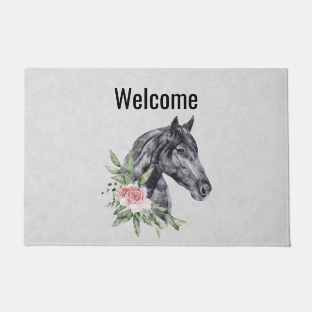 Waterverf van portret van schitterend paard deurmat (Voorkant)