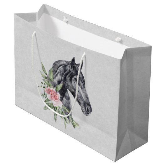 Waterverf van portret van schitterend paard groot cadeauzakje (Voorkant Gekanteld)
