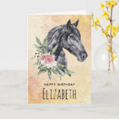 Waterverf van portret van schitterend paard kaart (Gele Bloem)