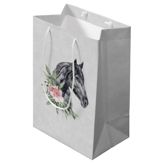 Waterverf van portret van schitterend paard medium cadeauzakje (Voorkant Gekanteld)