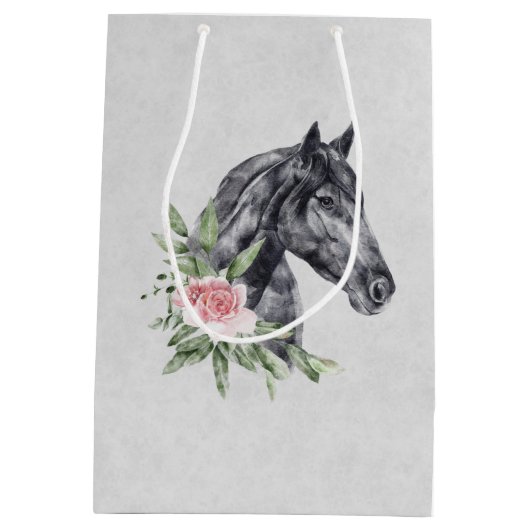 Waterverf van portret van schitterend paard medium cadeauzakje (Achterkant)