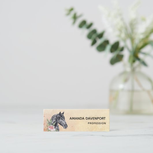 Waterverf van portret van schitterend paard mini visitekaartje (Staand voorkant)