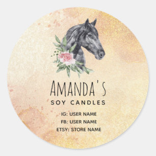 Waterverf van portret van schitterend paard ronde sticker