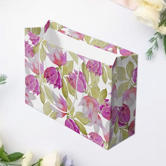 Waterverf van prachtige Magnolia Flowers Art Groot Cadeauzakje