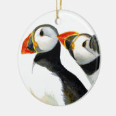 Waterverf van Puffin Bird Keramisch Ornament (Links)