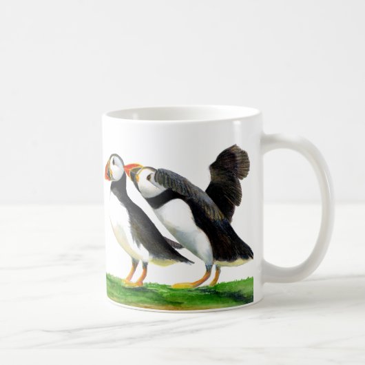 Waterverf van Puffin Bird Koffiemok (Rechts)
