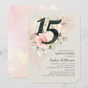 Waterverf van Quinceanera Floral 15e verjaardag Kaart