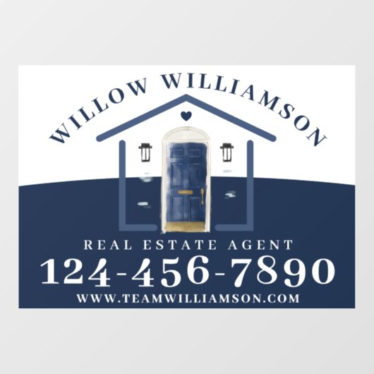Waterverf van Real Estate Agent House en Navy Raamsticker (Vel)