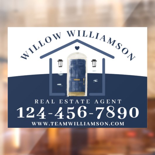 Waterverf van Real Estate Agent House en Navy Raamsticker (Vel 2)