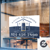 Waterverf van Real Estate Agent House en Navy Raamsticker (Cafe Raam)